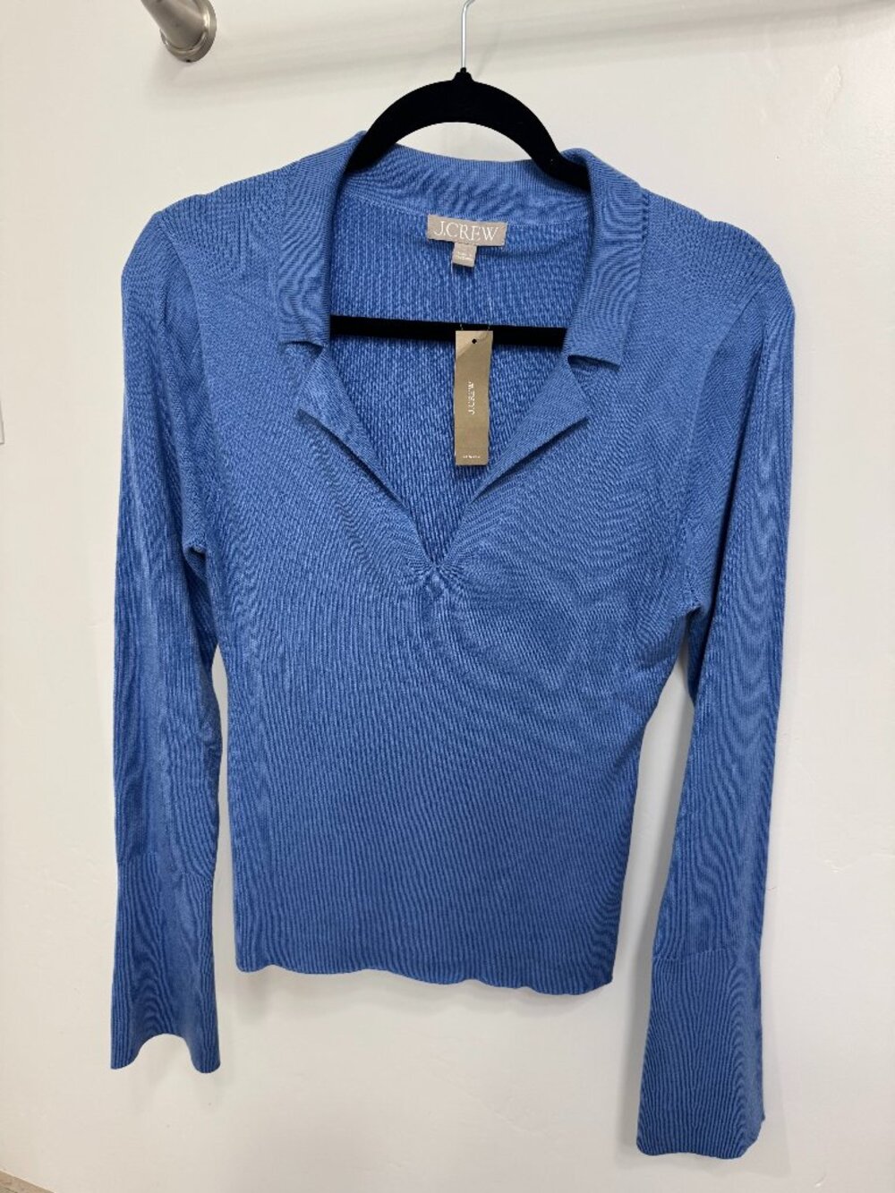 J.Crew Ribbed Collared V-Neck Knit Sweater